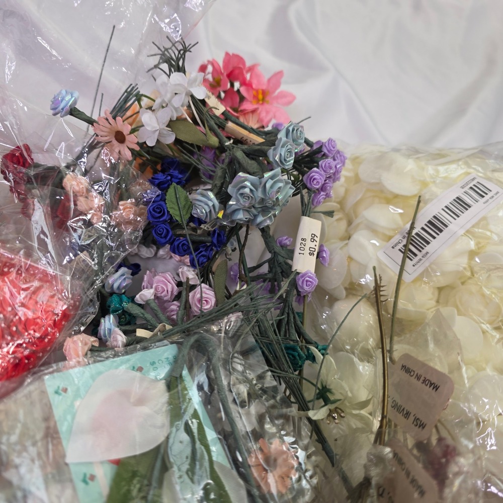 Bulk Lot Artificial Flowers Foam Roses Silk Sunflowers DIY Craft Wedding Decor - Picture 3 of 16